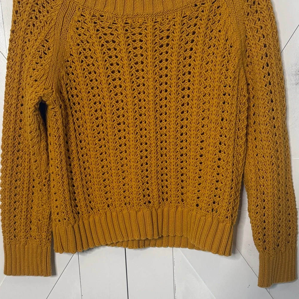 J Crew Openwork Knit Sweater Golden Mustard